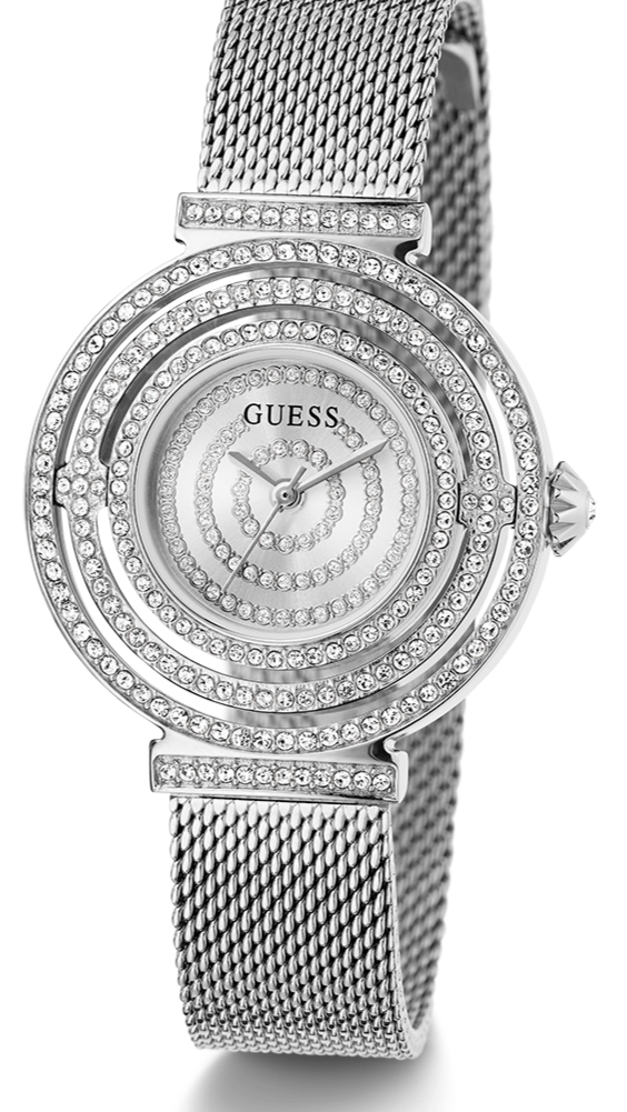 Shop Authentic Guess Dream Crystals Silver Dial Silver Mesh Strap Watch For Women - GW0550L1 - Luxxuri
