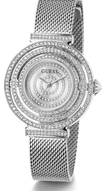  Shop Authentic Guess Dream Crystals Silver Dial Silver Mesh Strap Watch For Women - GW0550L1 - Luxxuri