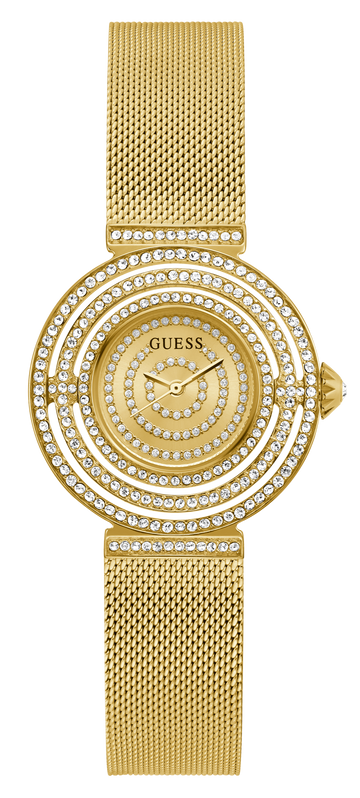  Shop Authentic Guess Dream Quartz Gold Dial Gold Mesh Strap Watch For Women - GW0550L2 - Luxxuri
