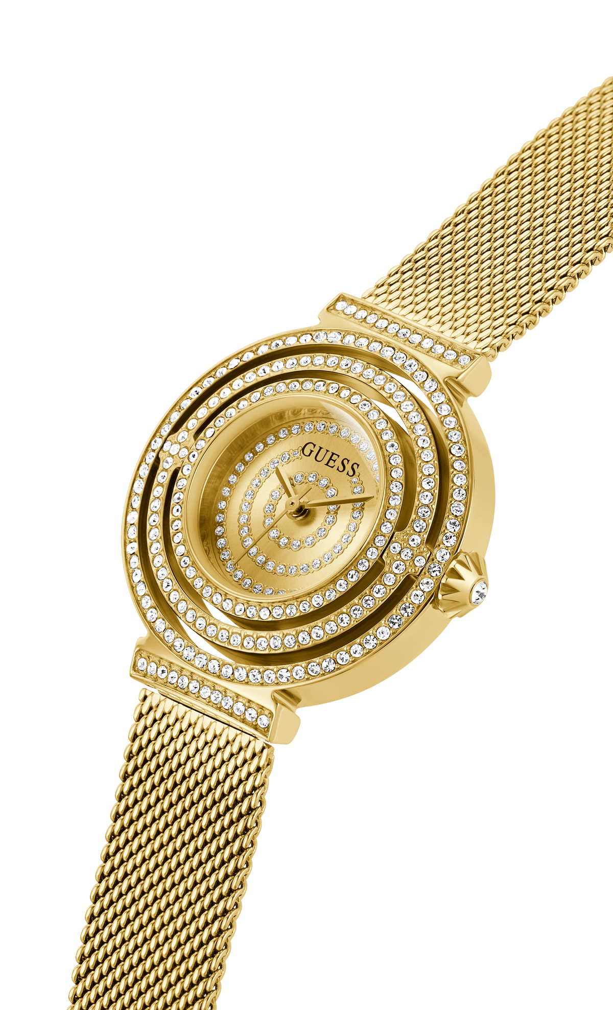  Shop Authentic Guess Dream Quartz Gold Dial Gold Mesh Strap Watch For Women - GW0550L2 - Luxxuri