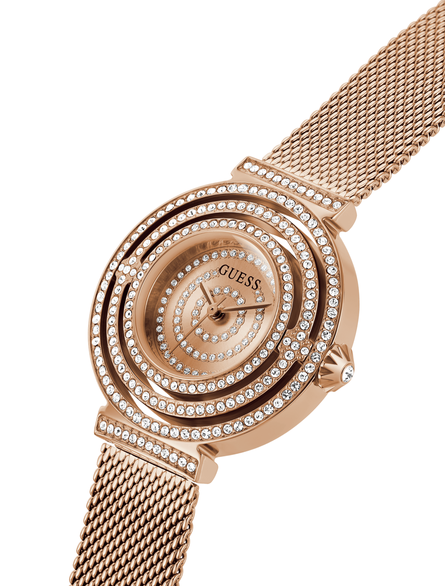  Shop Authentic Guess Dream Crystals Rose Gold Dial Rose Gold Mesh Bracelet Watch For Women - GW0550L3 - Luxxuri