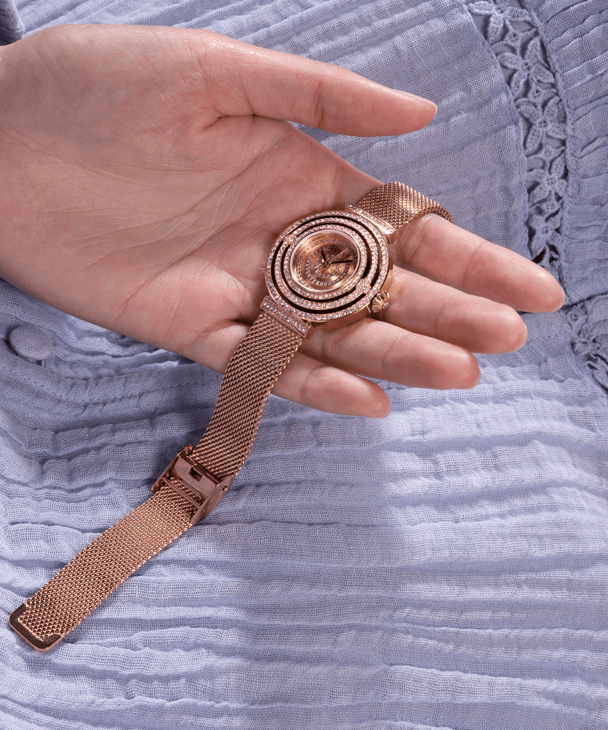  Shop Authentic Guess Dream Crystals Rose Gold Dial Rose Gold Mesh Bracelet Watch For Women - GW0550L3 - Luxxuri