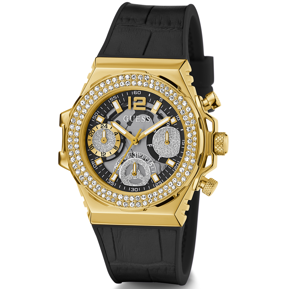  Shop Authentic Guess Fusion Chronograph Black Dial Black Leather Strap Watch For Women - GW0553L4 - Luxxuri