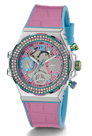  Shop Authentic Guess Fusion Chronograph Pink Dial Pink Leather Strap Watch for Women - GW0553L5 - Luxxuri