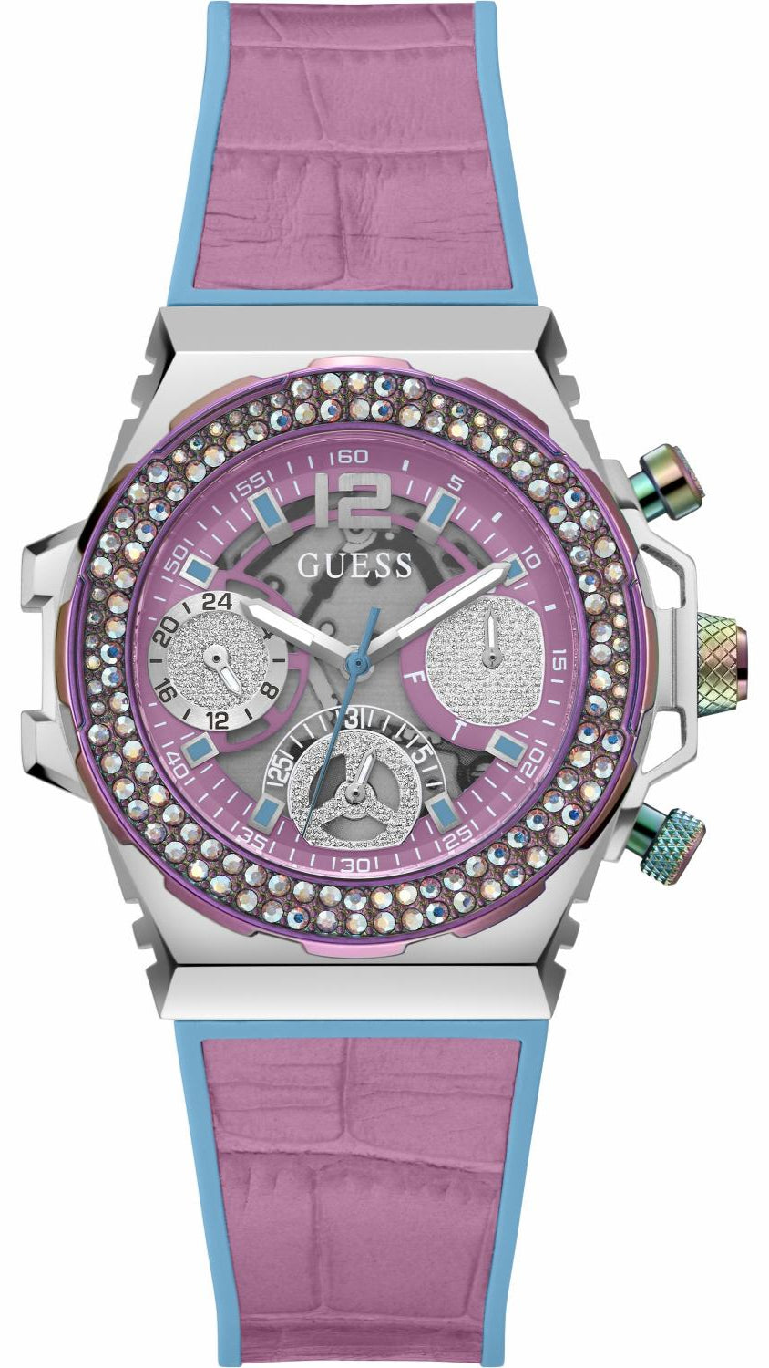  Shop Authentic Guess Fusion Chronograph Pink Dial Pink Leather Strap Watch for Women - GW0553L5 - Luxxuri