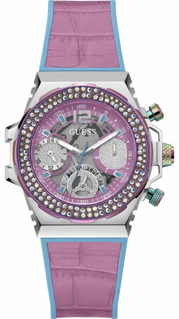  Shop Authentic Guess Fusion Chronograph Pink Dial Pink Leather Strap Watch for Women - GW0553L5 - Luxxuri
