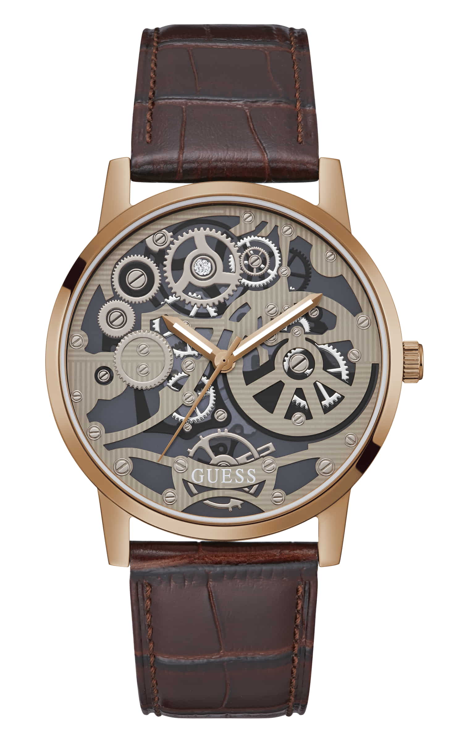  Shop Authentic Guess Gadget Brown Dial Brown Leather Strap Watch for Men - GW0570G2 - Luxxuri