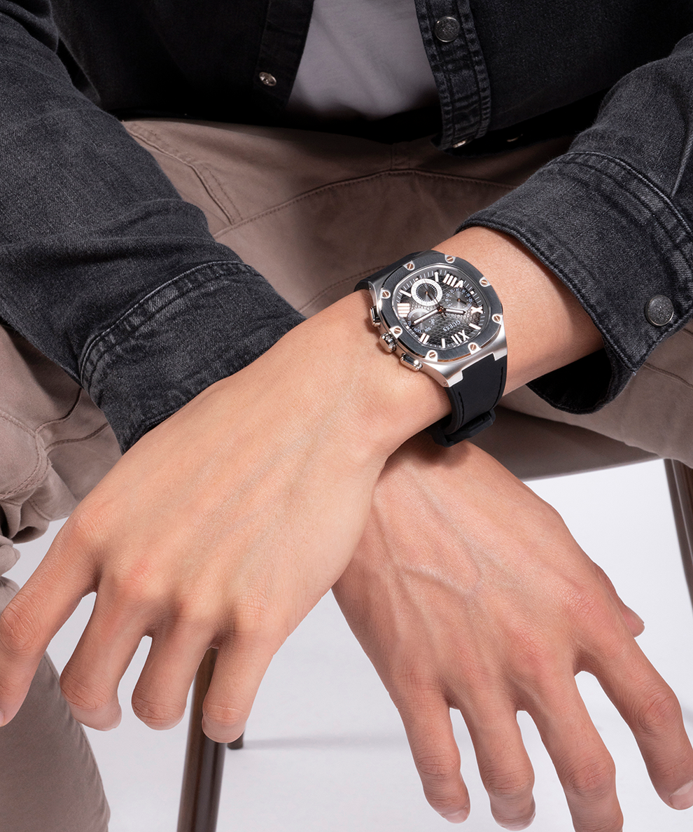  Shop Authentic Guess Headline Chronograph Grey Dial Black Rubber Strap Watch for Men - GW0571G1 - Luxxuri