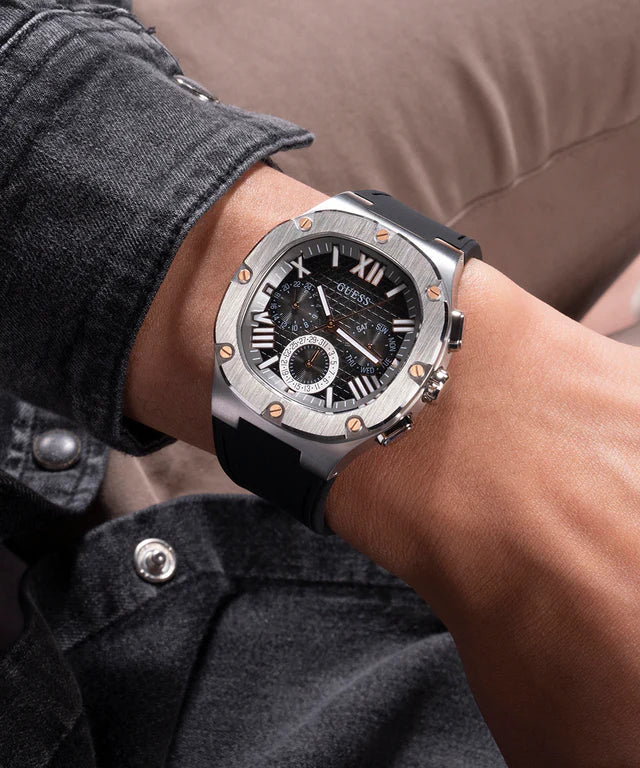  Shop Authentic Guess Headline Chronograph Grey Dial Black Rubber Strap Watch for Men - GW0571G1 - Luxxuri
