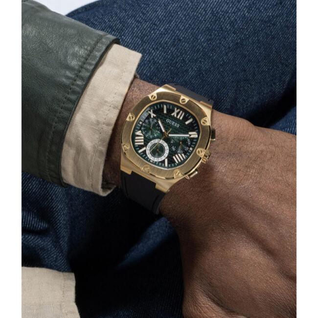  Shop Authentic Guess Headliner Multifunction Green Dial Black Silicone Strap Watch For Men - GW0571G3 - Luxxuri