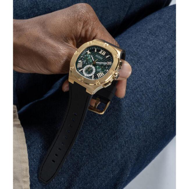  Shop Authentic Guess Headliner Multifunction Green Dial Black Silicone Strap Watch For Men - GW0571G3 - Luxxuri