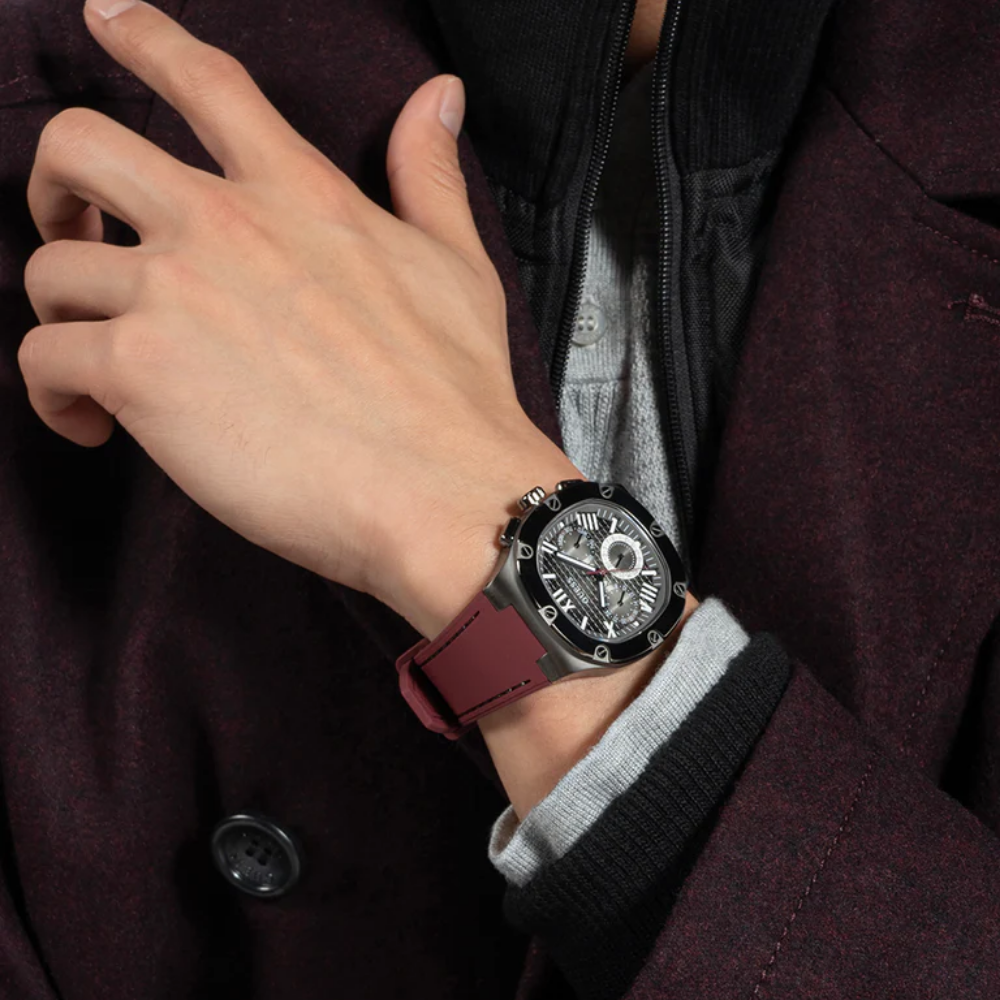  Shop Authentic Guess Headline Multifunction Grey Dial Burgundy Silicone Strap Watch For Men - GW0571G4 - Luxxuri