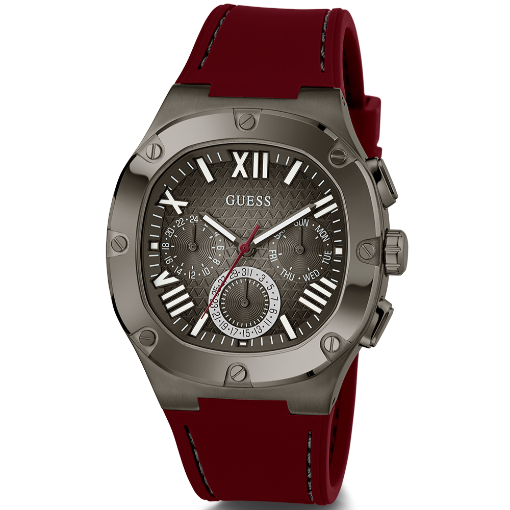  Shop Authentic Guess Headline Multifunction Grey Dial Burgundy Silicone Strap Watch For Men - GW0571G4 - Luxxuri
