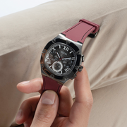  Shop Authentic Guess Headline Multifunction Grey Dial Burgundy Silicone Strap Watch For Men - GW0571G4 - Luxxuri
