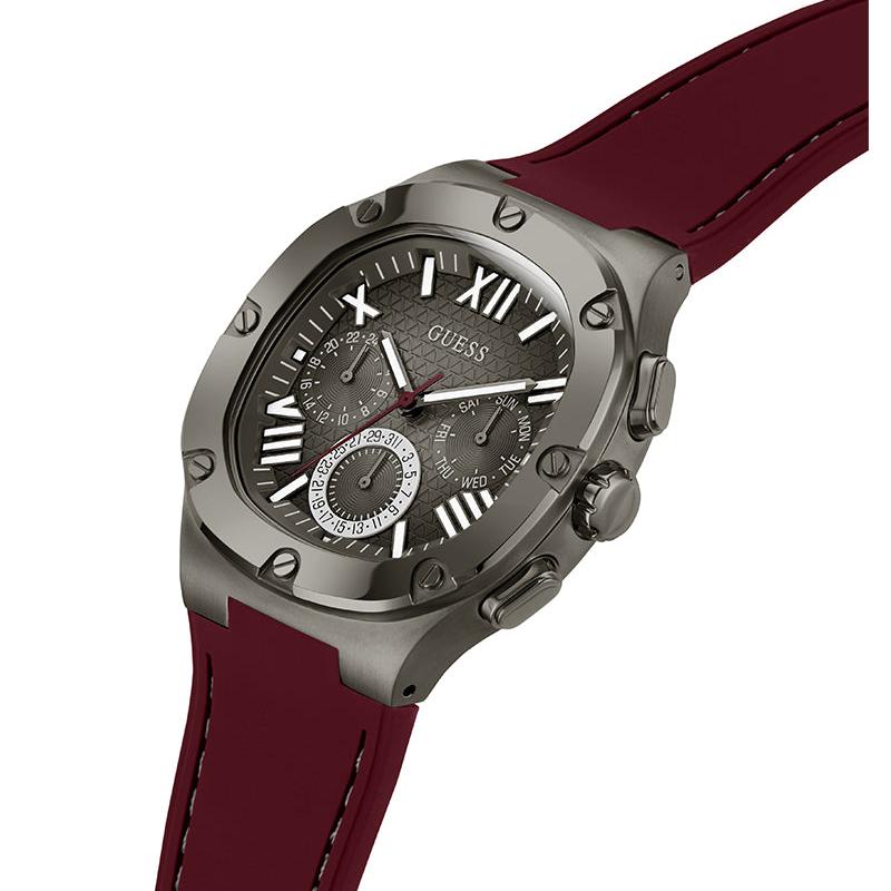  Shop Authentic Guess Headline Multifunction Grey Dial Burgundy Silicone Strap Watch For Men - GW0571G4 - Luxxuri
