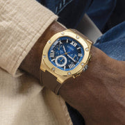  Shop Authentic Guess Headline Chronograph Blue Dial Brown Silicone Strap Watch For Men - GW0571G5 - Luxxuri