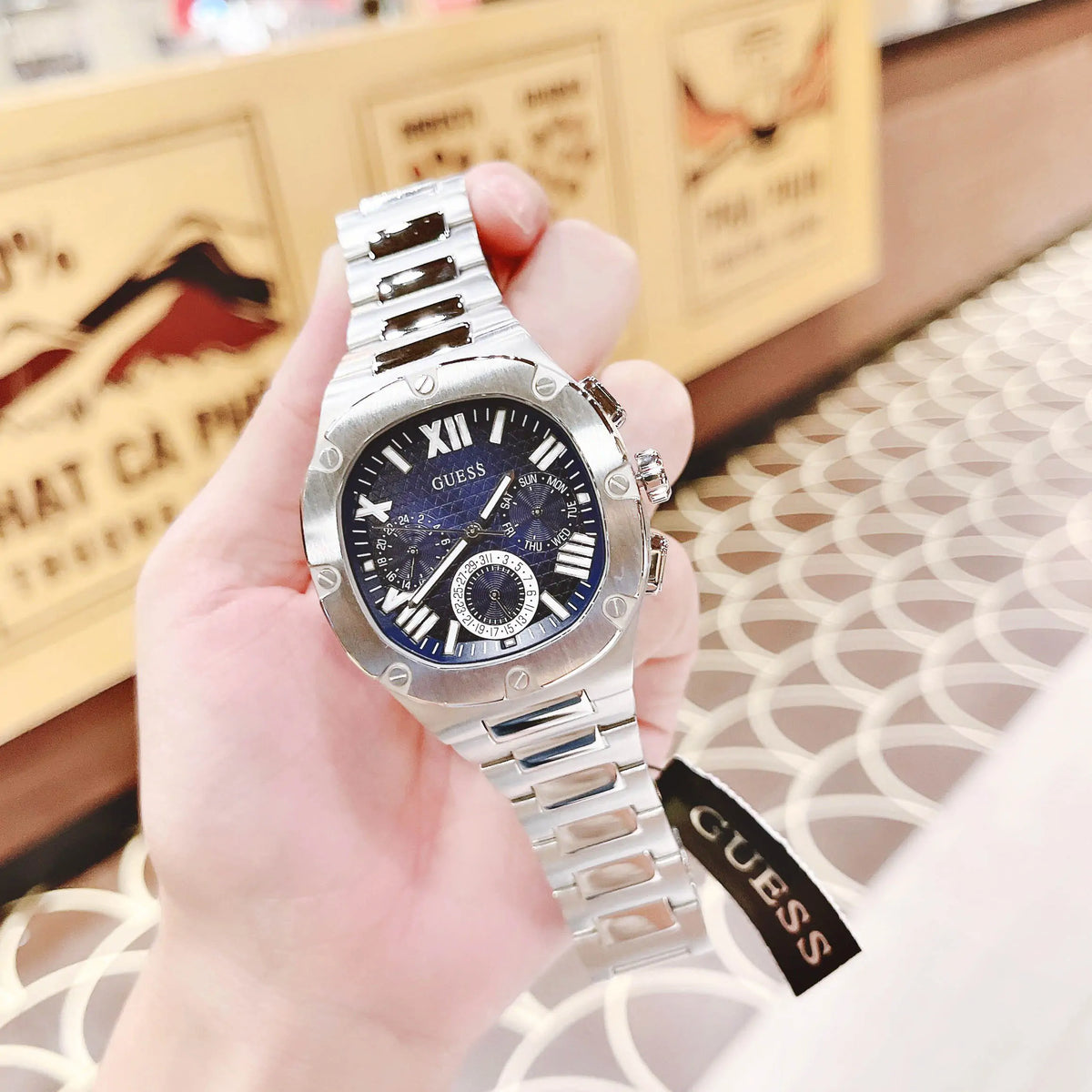  Shop Authentic Guess Headliner Multifunction Blue Dial Silver Steel Strap Watch For Men - GW0572G1 - Luxxuri