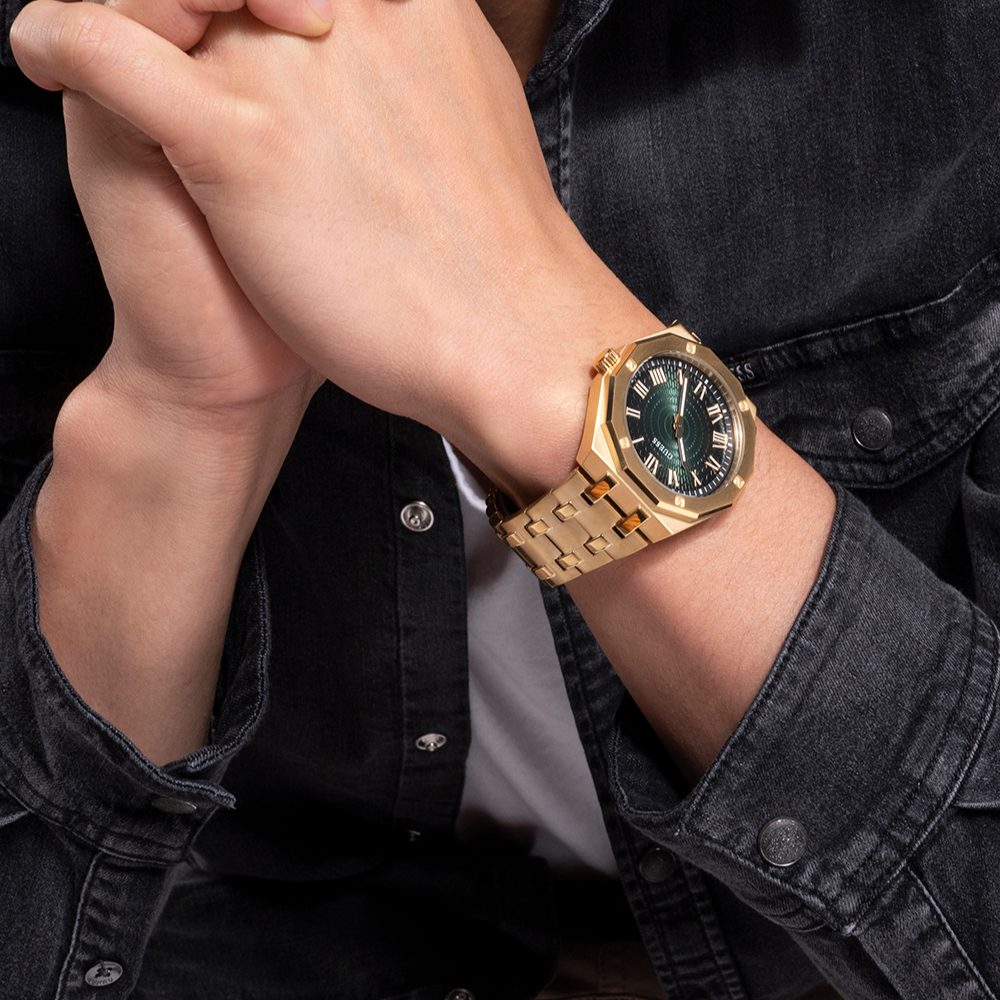  Shop Authentic Guess Asset Quartz Green Dial Gold Steel Strap Watch For Men - GW0575G2 - Luxxuri