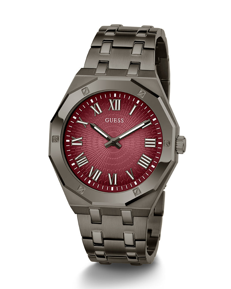  Shop Authentic Guess Asset Quartz Red Dial Black Steel Strap Watch For Men - GW0575G5 - Luxxuri