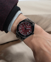  Shop Authentic Guess Asset Quartz Red Dial Black Steel Strap Watch For Men - GW0575G5 - Luxxuri