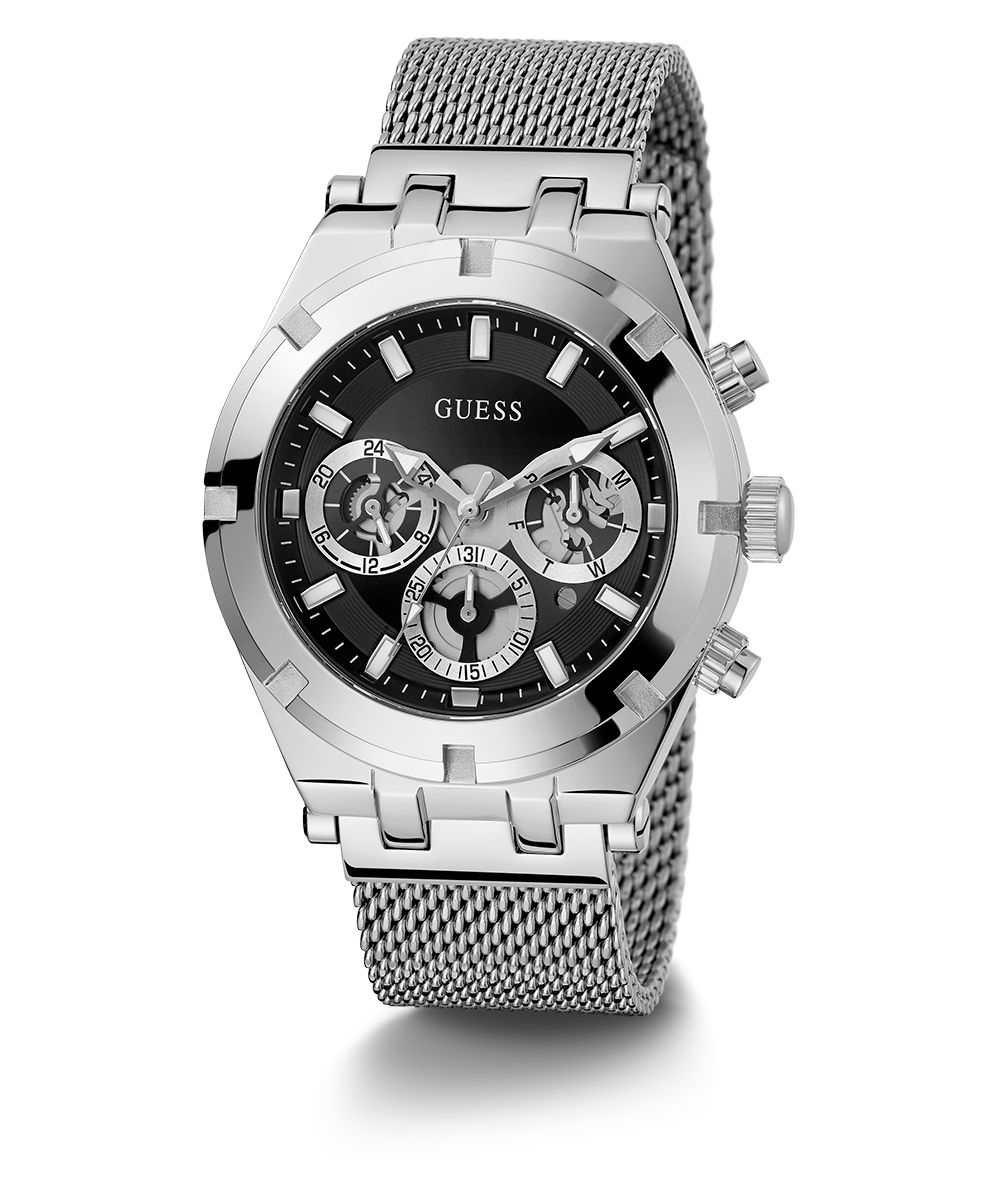  Shop Authentic Guess Continental Quartz Black Dial Silver Mesh Strap Watch For Men - GW0582G1 - Luxxuri