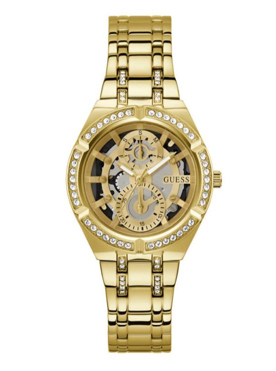  Shop Authentic Guess Allara Quartz Gold Dial Gold Steel Strap Watch For Women - GW0604L2 - Luxxuri