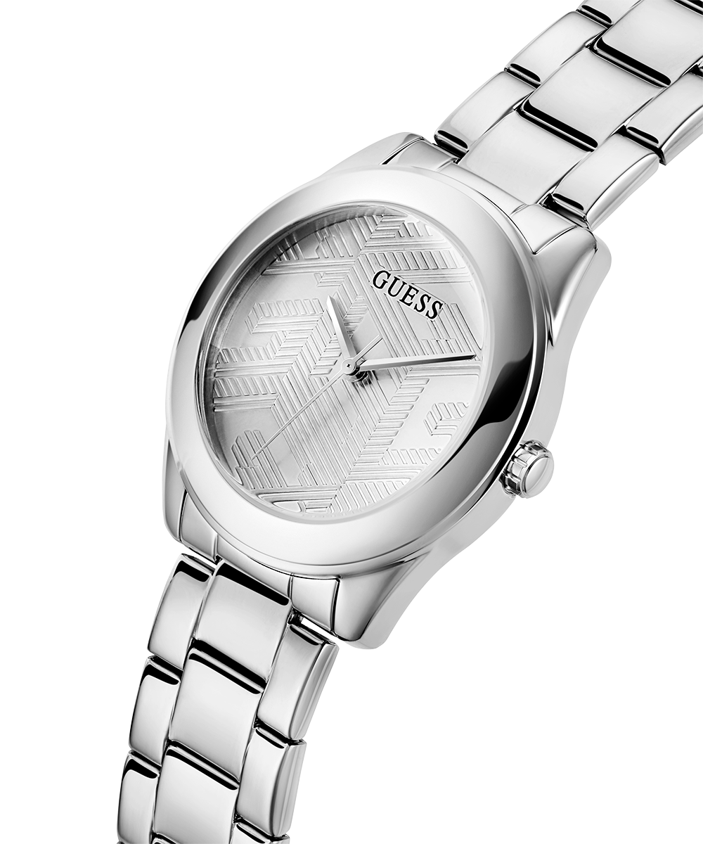  Shop Authentic Guess Cubed Analog Silver Dial Silver Steel Strap Watch For Women - GW0606L1 - Luxxuri