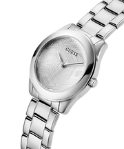  Shop Authentic Guess Cubed Analog Silver Dial Silver Steel Strap Watch For Women - GW0606L1 - Luxxuri