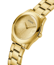  Shop Authentic Guess Cubed Analog Gold Dial Gold Steel Strap Watch For Women - GW0606L2 - Luxxuri