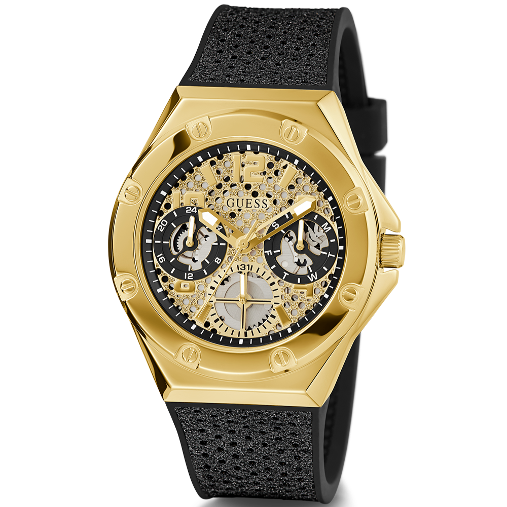  Shop Authentic Guess Asteria Multifunction Gold Dial Black Rubber Strap Watch For Women - GW0620L2 - Luxxuri