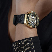  Shop Authentic Guess Asteria Multifunction Gold Dial Black Rubber Strap Watch For Women - GW0620L2 - Luxxuri