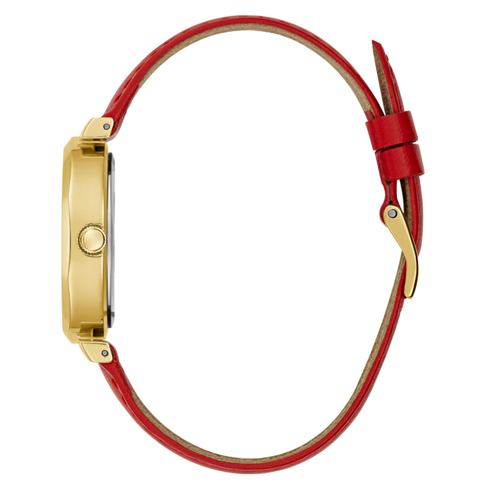  Shop Authentic Guess Trend Dragon Gold Dial Red Leather Strap Watch For Women - GW0646L1 - Luxxuri