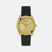  Shop Authentic Guess Cubed Analog Gold Dial Black Silicone Strap Watch For Women - GW0665L1 - Luxxuri