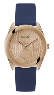  Shop Authentic Guess Cubed Analog Rose Gold Dial Blue Leather Strap Watch For Women - GW0665L2 - Luxxuri