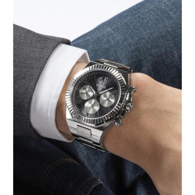  Shop Authentic Guess Equity Analog Black Dial Silver Steel Strap Watch For Men - GW0703G1 - Luxxuri