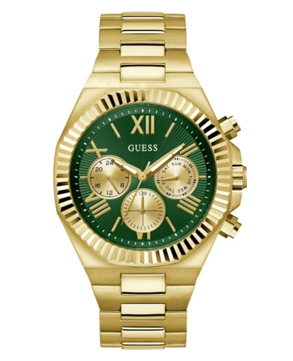  Shop Authentic Guess Equity Analog Green Dial Gold Steel Strap Watch For Men - GW0703G2 - Luxxuri