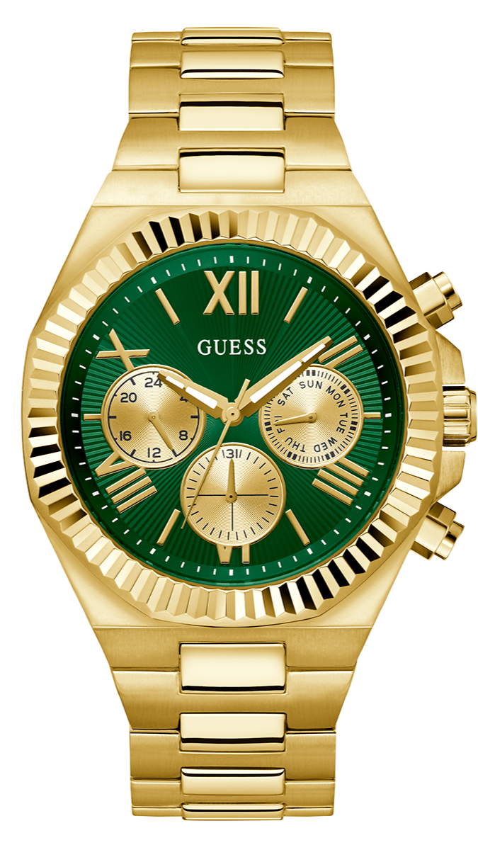  Shop Authentic Guess Equity Analog Green Dial Gold Steel Strap Watch For Men - GW0703G2 - Luxxuri