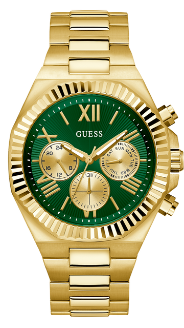  Shop Authentic Guess Equity Analog Green Dial Gold Steel Strap Watch For Men - GW0703G2 - Luxxuri