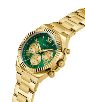  Shop Authentic Guess Equity Analog Green Dial Gold Steel Strap Watch For Men - GW0703G2 - Luxxuri