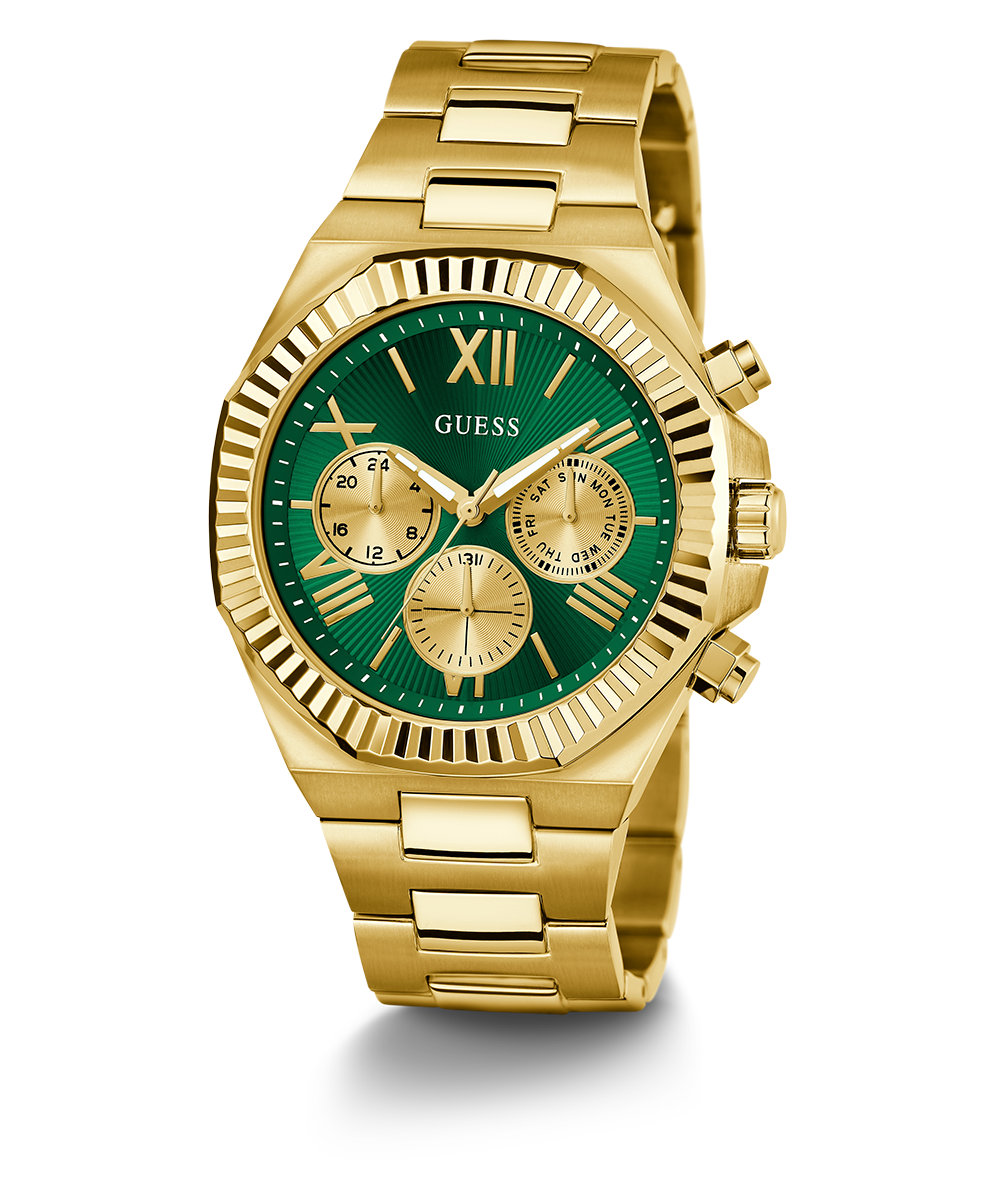  Shop Authentic Guess Equity Analog Green Dial Gold Steel Strap Watch For Men - GW0703G2 - Luxxuri