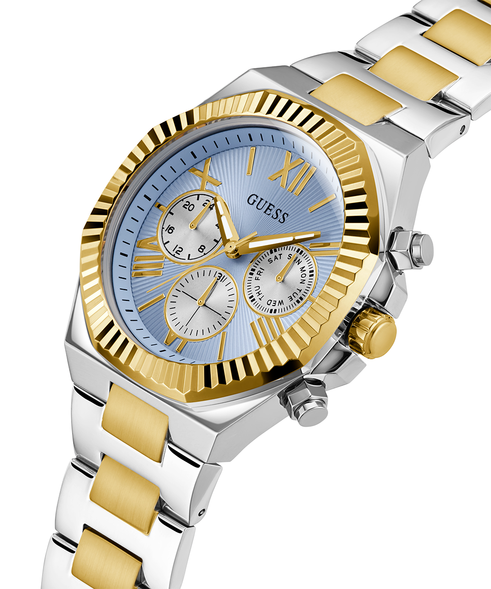  Shop Authentic Guess Equity Analog Blue Dial Two Tone Steel Strap Watch For Men - GW0703G3 - Luxxuri