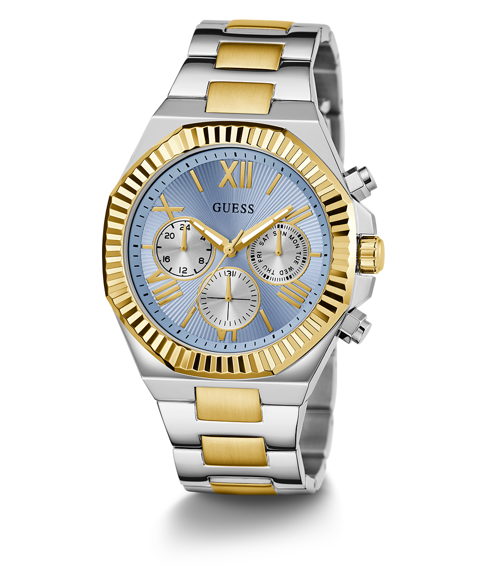  Shop Authentic Guess Equity Analog Blue Dial Two Tone Steel Strap Watch For Men - GW0703G3 - Luxxuri