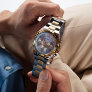 Shop Authentic Guess Equity Analog Blue Dial Two Tone Steel Strap Watch For Men - GW0703G3 - Luxxuri