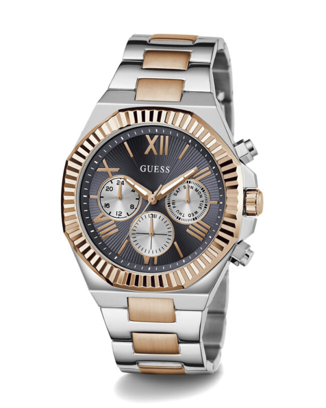  Shop Authentic Guess Equity Multifunction Black Dial Two Tone Steel Strap Watch For Men - GW0703G4 - Luxxuri