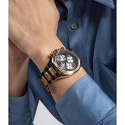  Shop Authentic Guess Equity Multifunction Black Dial Two Tone Steel Strap Watch For Men - GW0703G4 - Luxxuri