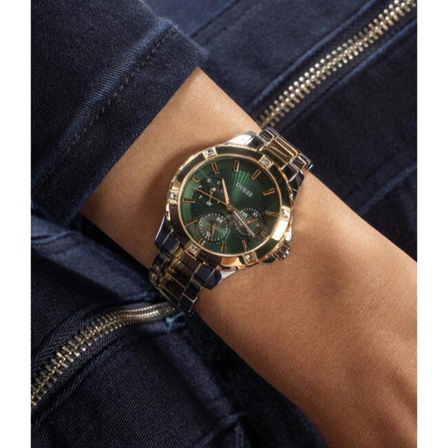  Shop Authentic Guess Mist Analog Green Dial Two Tone Steel Strap Watch For Women - GW0723L1 - Luxxuri