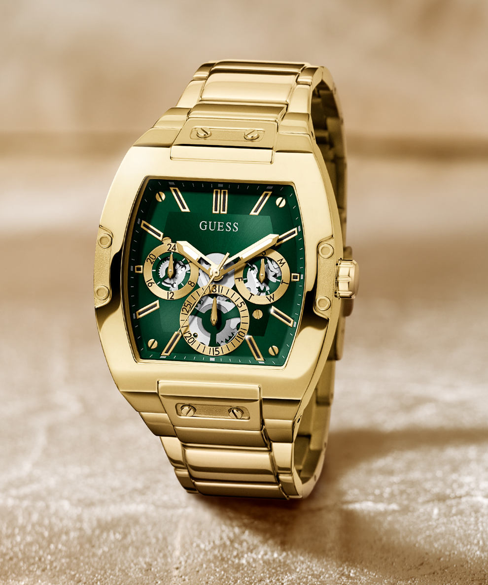  Shop Authentic Guess Phoenix Multi Function Green Dial Gold Steel Strap Watch for Men - GW0456G3 - Luxxuri
