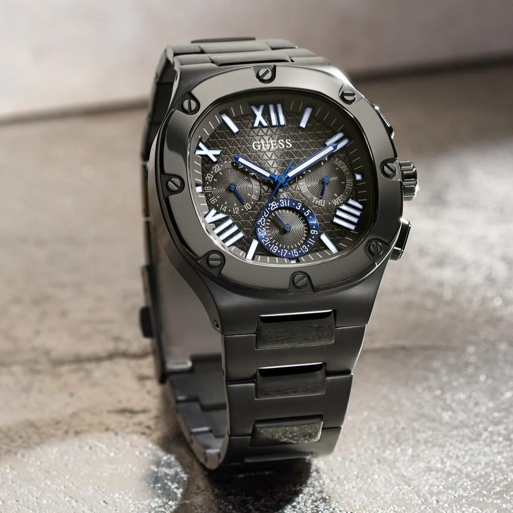  Shop Authentic Guess Headliner Quartz Black Dial Grey Steel Strap Watch For Men - GW0572G5 - Luxxuri