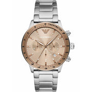  Shop Authentic Emporio Armani Mario Chronograph Beige Dial Silver Steel Strap Watch For Men - AR11352 - Luxxuri