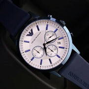  Shop Authentic Emporio Armani Renato Chronograph Silver Dial Blue Silicone Strap Watch For Men - AR11026 - Luxxuri